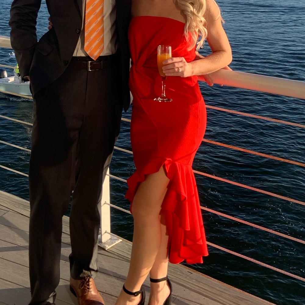 Red Midi Mermaid Formal Dress